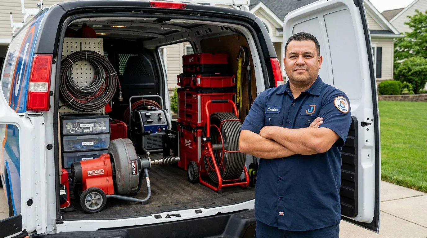 Professional drain cleaning equipment and Johns Plumbing LLC plumber in Callahan