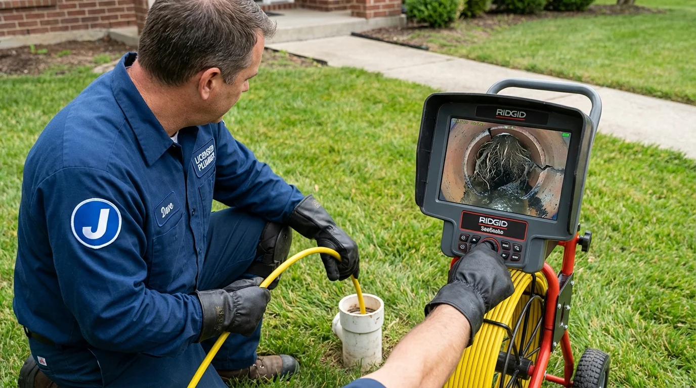 Sewer camera inspection being performed by Johns Plumbing LLC in Callahan