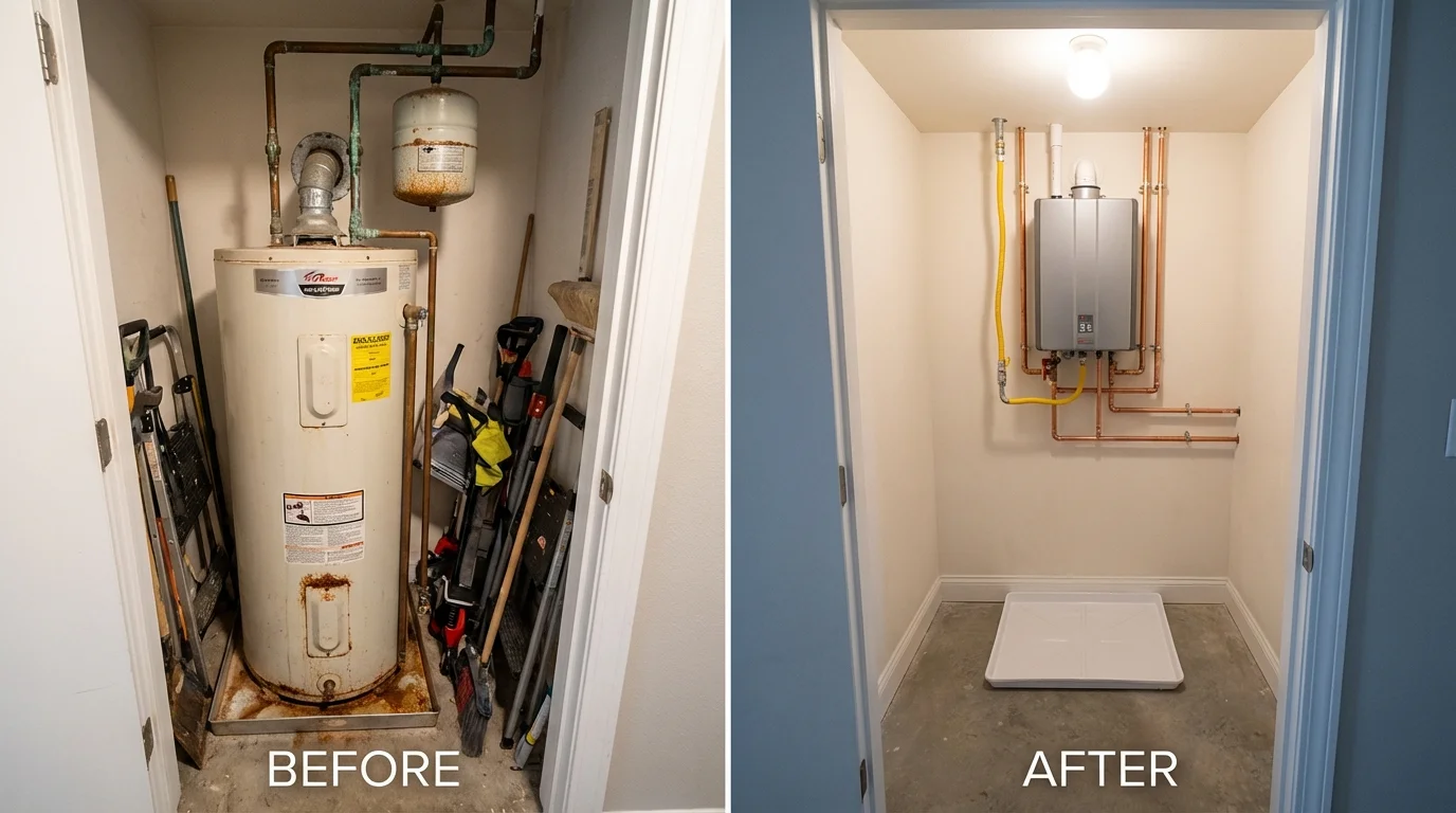 Tank water heater versus wall-mounted tankless unit comparison for Callahan, FL homeowners