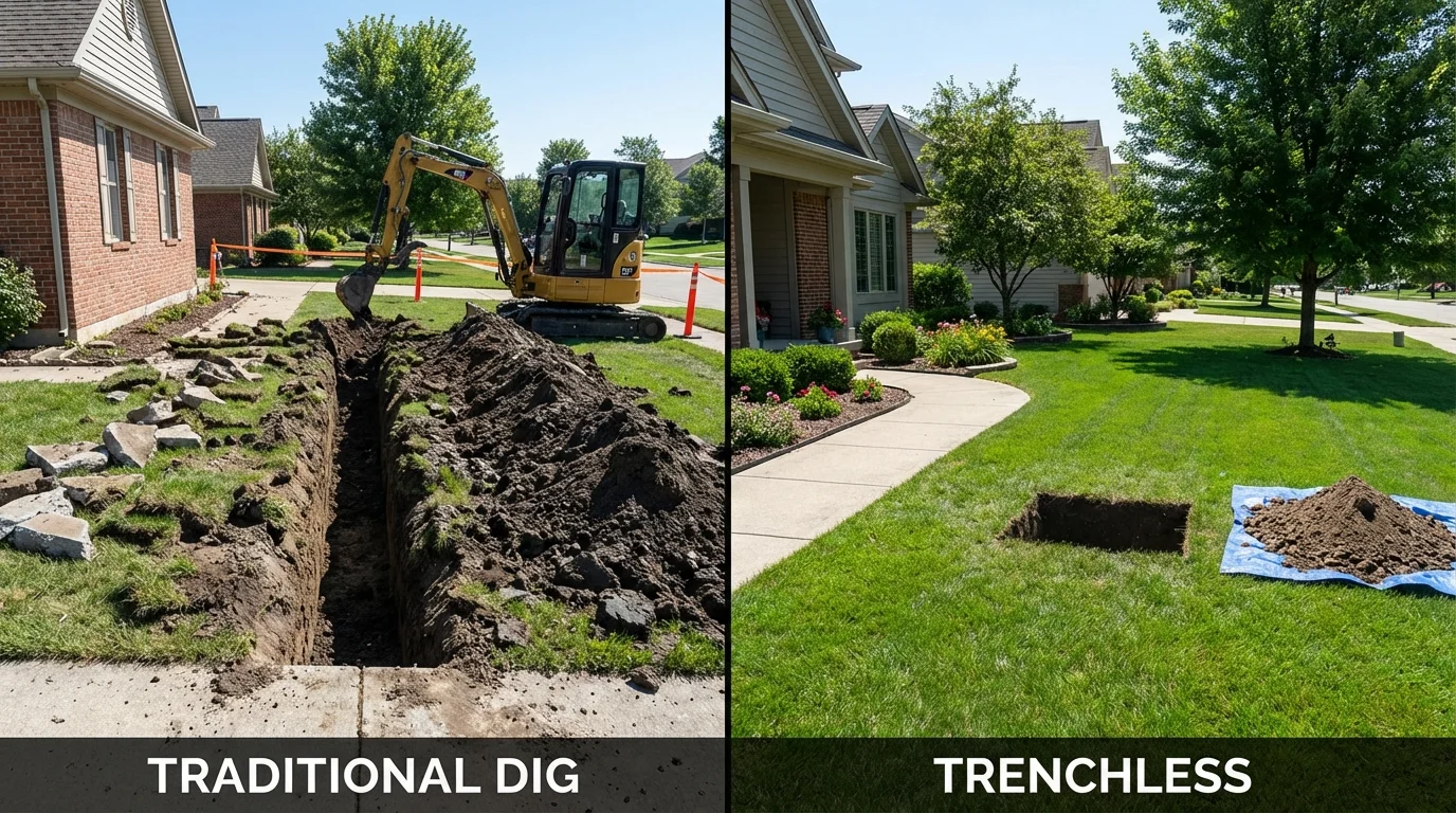 Trenchless sewer repair with minimal yard damage versus traditional excavation in Callahan, FL